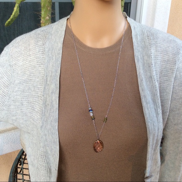 Handcrafted Sundance charm Silver Multi Gemstones Necklace 30”L new - Picture 6 of 16